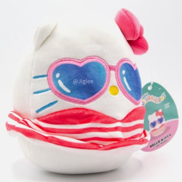 7” Hello Kitty in Beach Swimsuit Summer Sanrio Squishmallows KellyToy BNWT - Picture 2 of 4